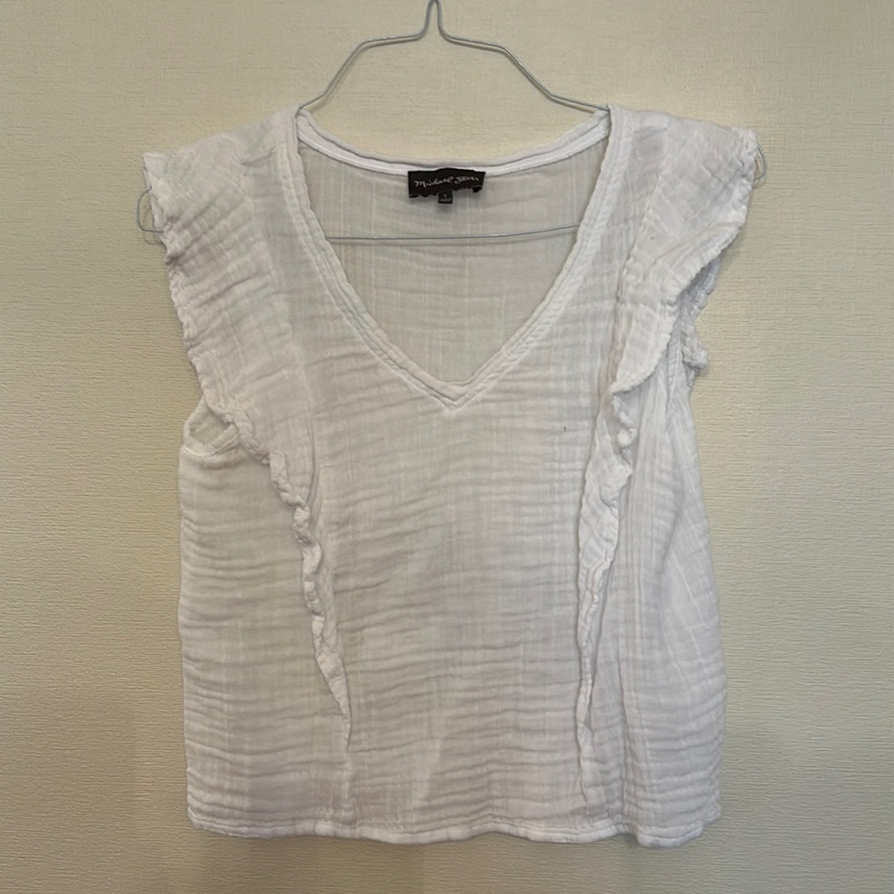Michael stars gauze cotton lightweight summer beach sleeveless ruffle tee s